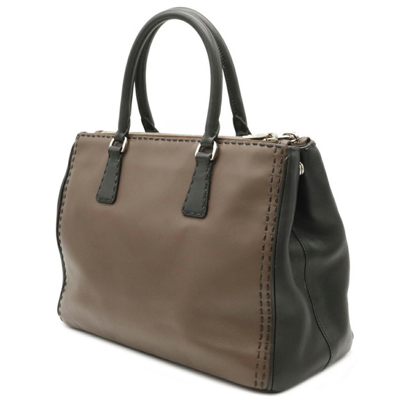 Prada City Leather Bag Black Cacao Brown Calf Nero Tote - Picture 1 of 8